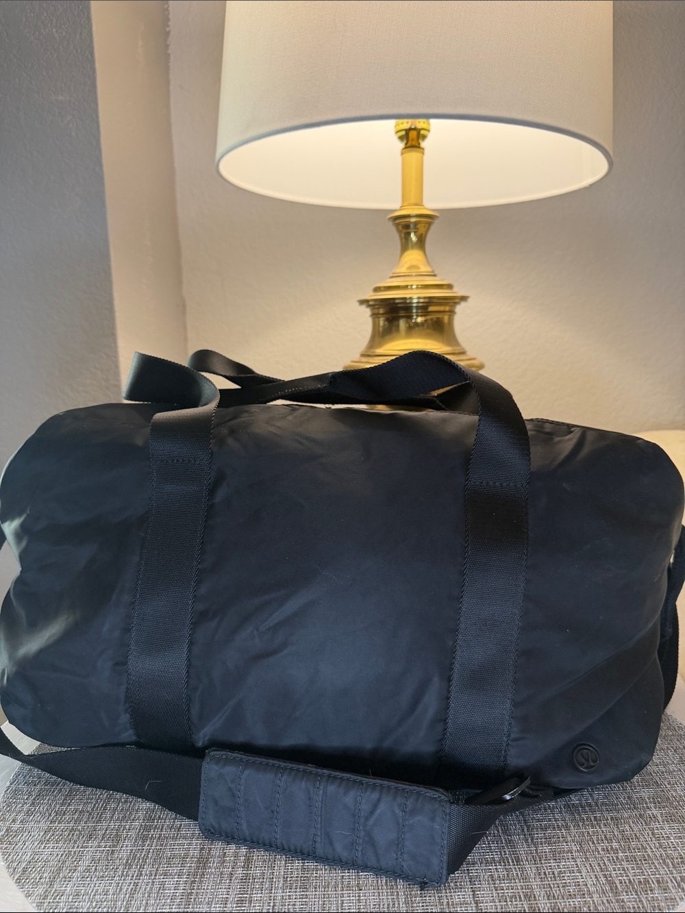 lululemon athletica Black Duffel Bag with Shoulder Strap